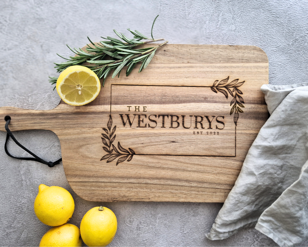 Personalised Natural Acacia Wood Chopping Board | Custom Name Gift