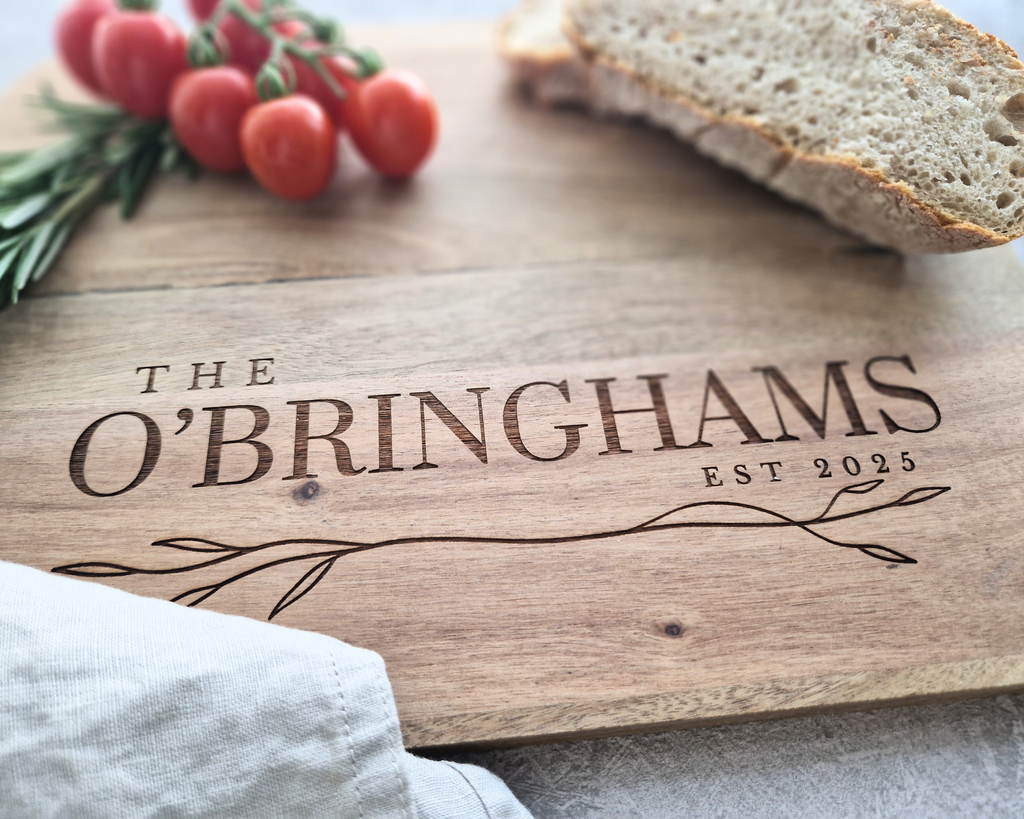 Personalised Natural Acacia Wood Chopping Board | Custom Name Gift