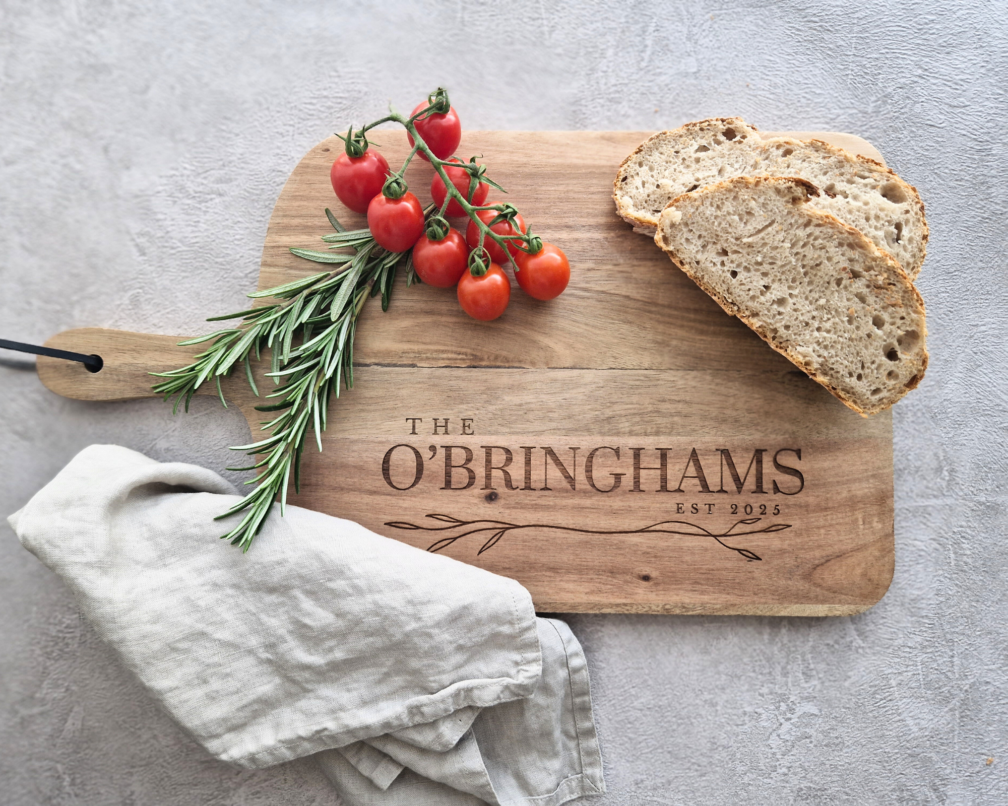 Personalised Natural Acacia Wood Chopping Board | Custom Name Gift