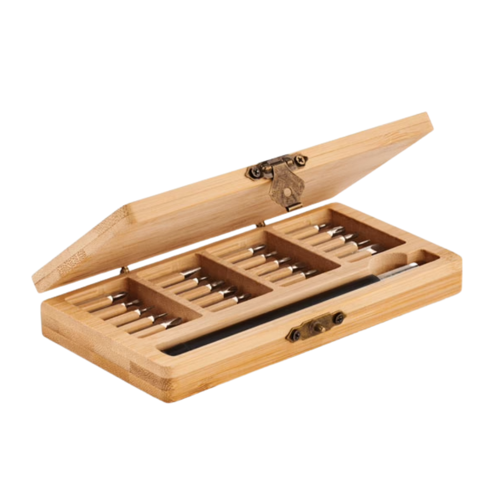 24-Piece Precision Screwdriver Tool Kit in Bamboo Case