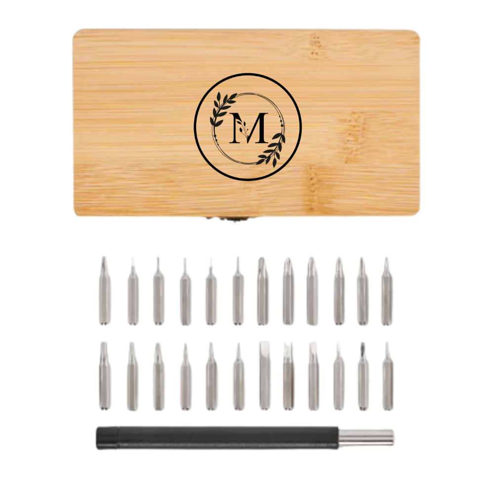24-Piece Precision Screwdriver Tool Kit in Bamboo Case