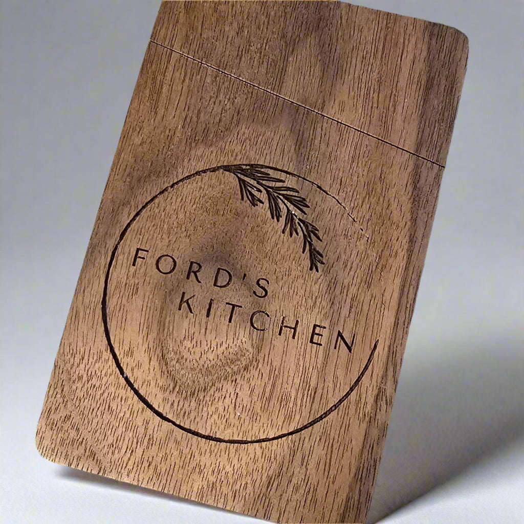 Custom Walnut Wood Fip Top Business Card Holder