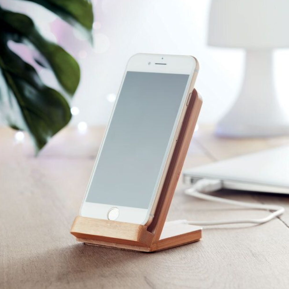 Eco-Friendly Bamboo Wireless Fast Charging Phone Stand