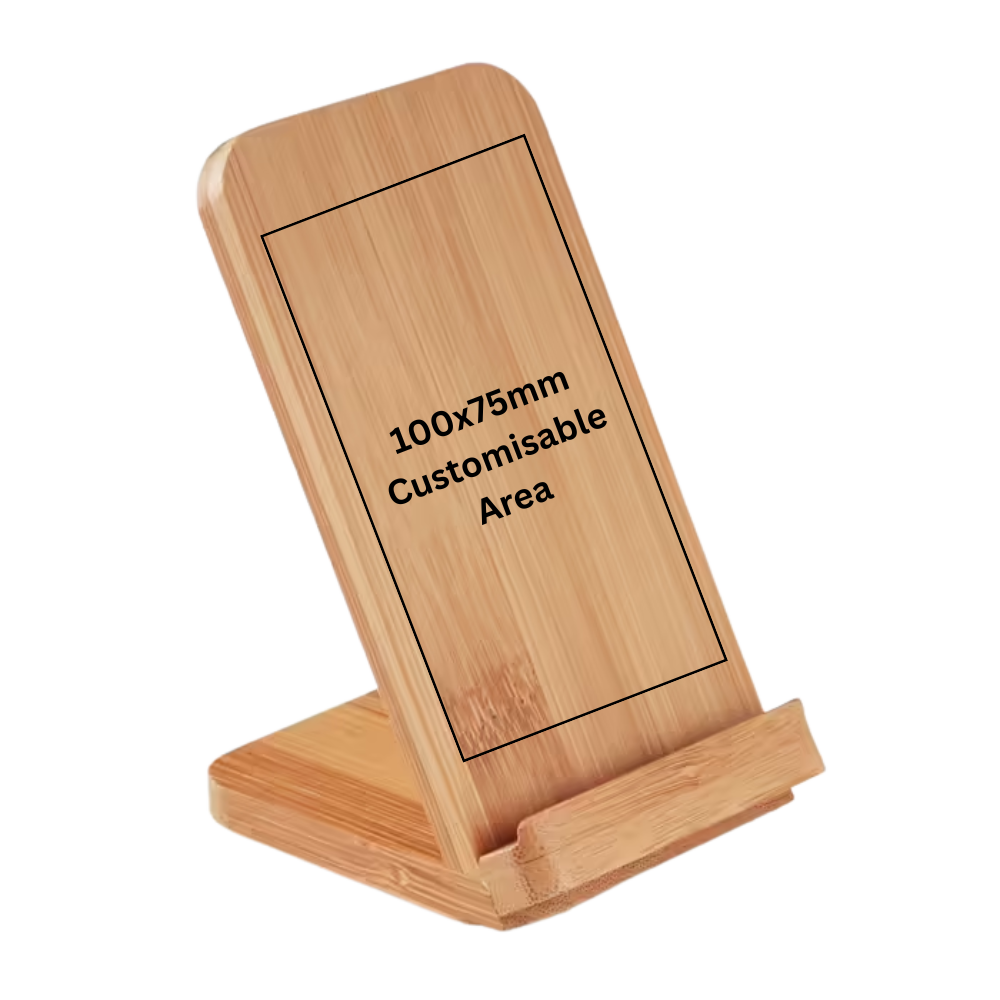 Personalised Eco-Friendly Bamboo Wireless Charging Stand – Custom Engraved
