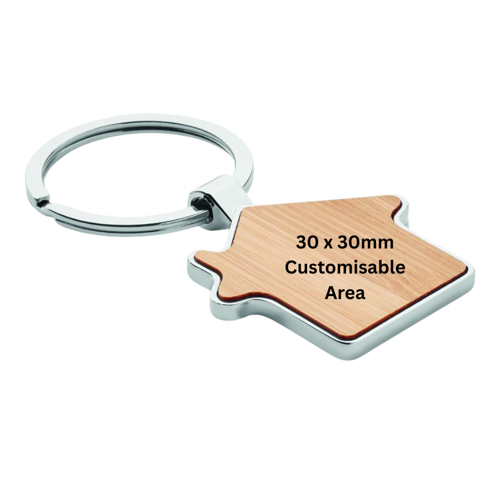 Personalised Bamboo and Metal House Key Ring – Custom Engraved