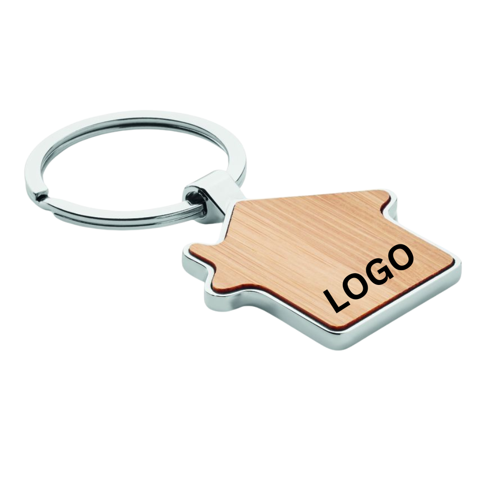 Personalised Bamboo and Metal House Key Ring – Custom Engraved
