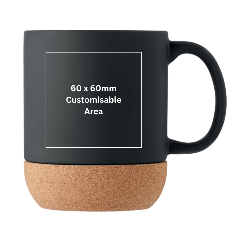 Personalised Matt Ceramic Mug with Cork Base – Custom Eco-Friendly 300ml