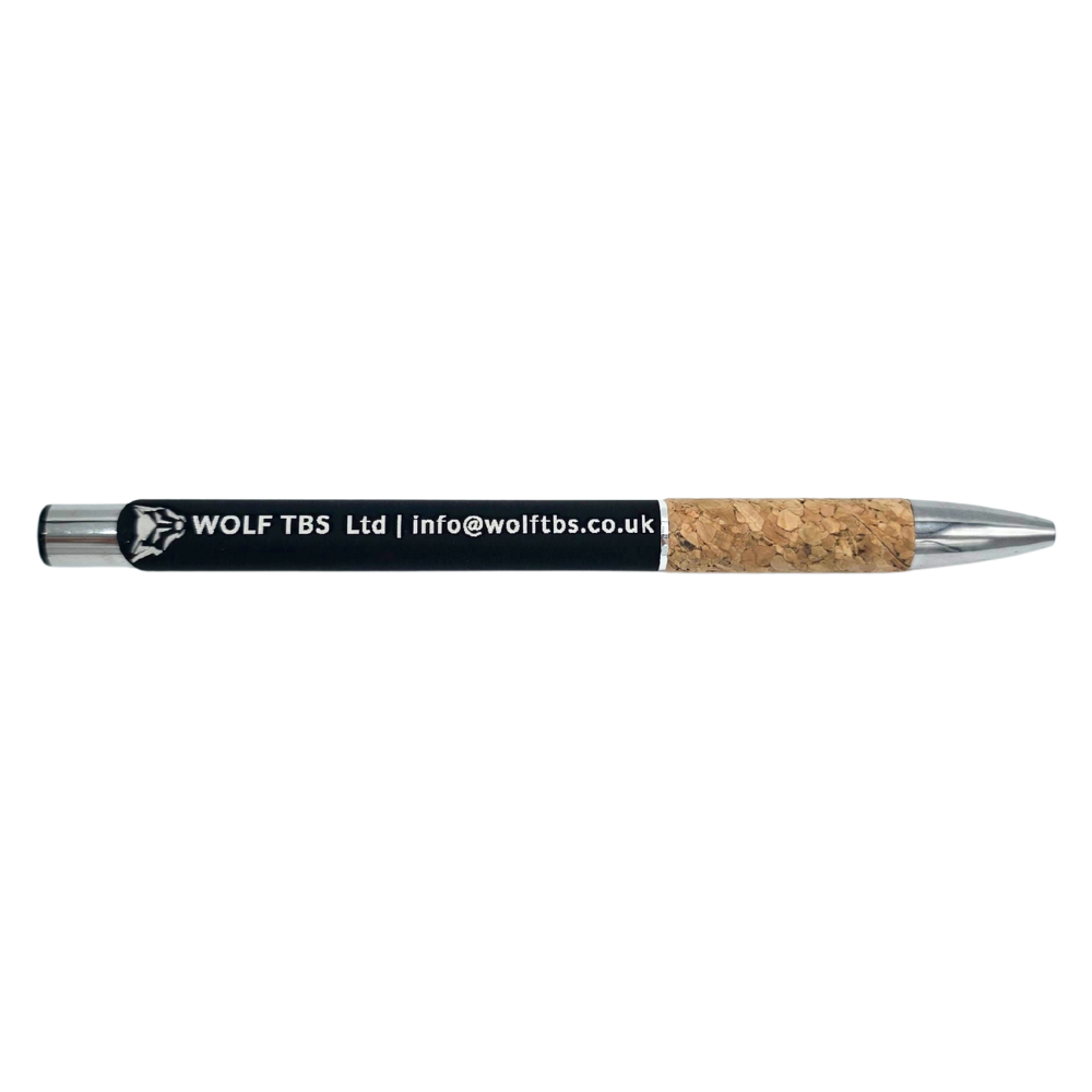 Personalised Aluminium Pen with Cork Grip – Custom Engraved Blue Ink Pen