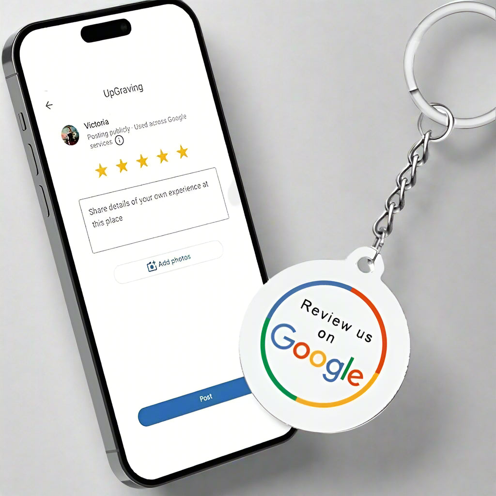 Google Review Keyring - White