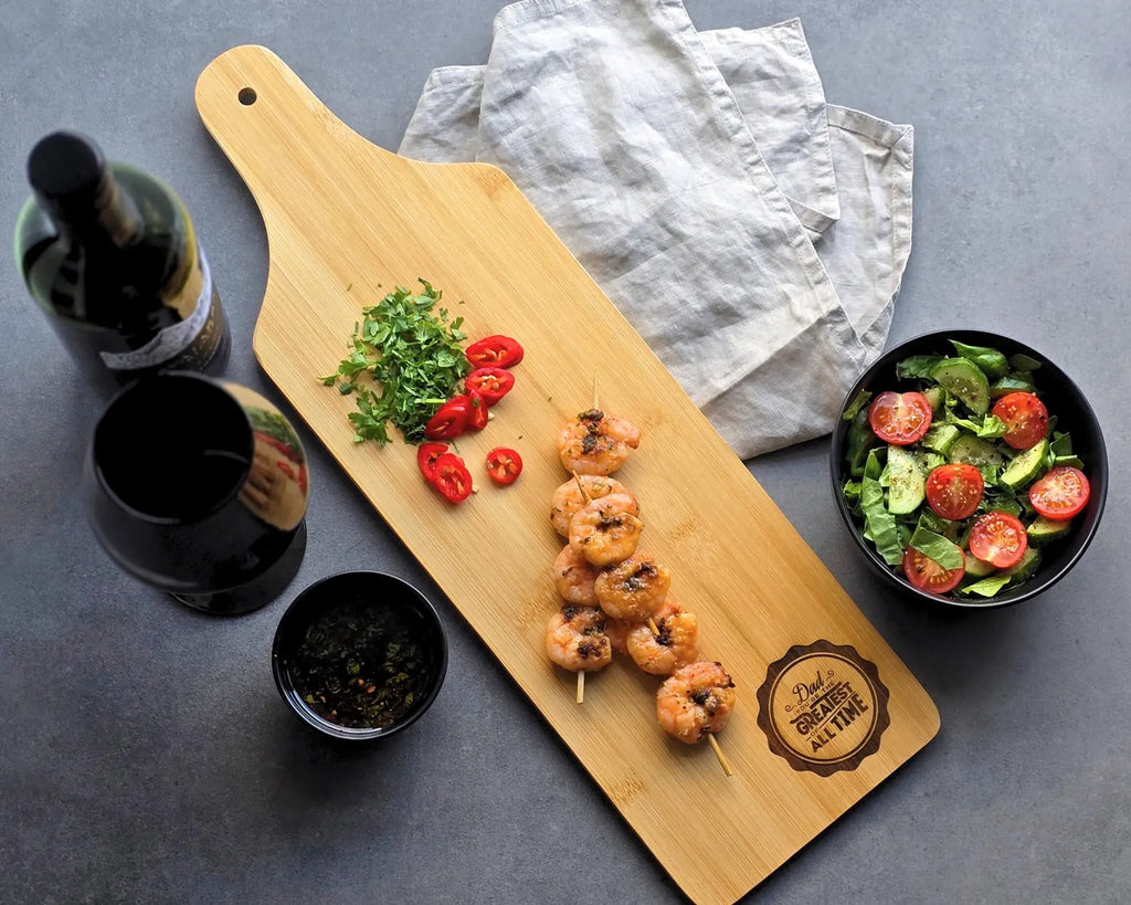 Personalised Bamboo Long Serving Board – Engraved Gift for Him