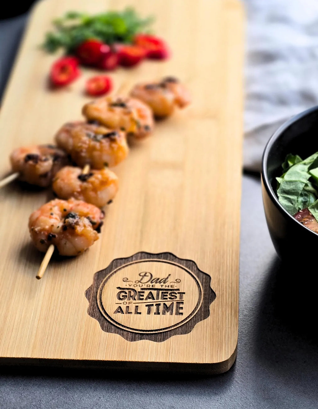 Personalised Bamboo Long Serving Board – Engraved Gift for Him