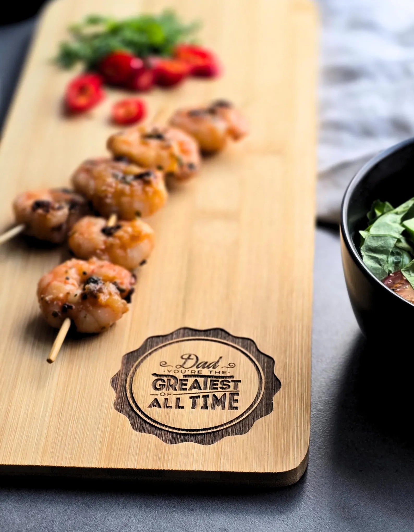 Personalised Bamboo Long Serving Board – Engraved Gift for Him