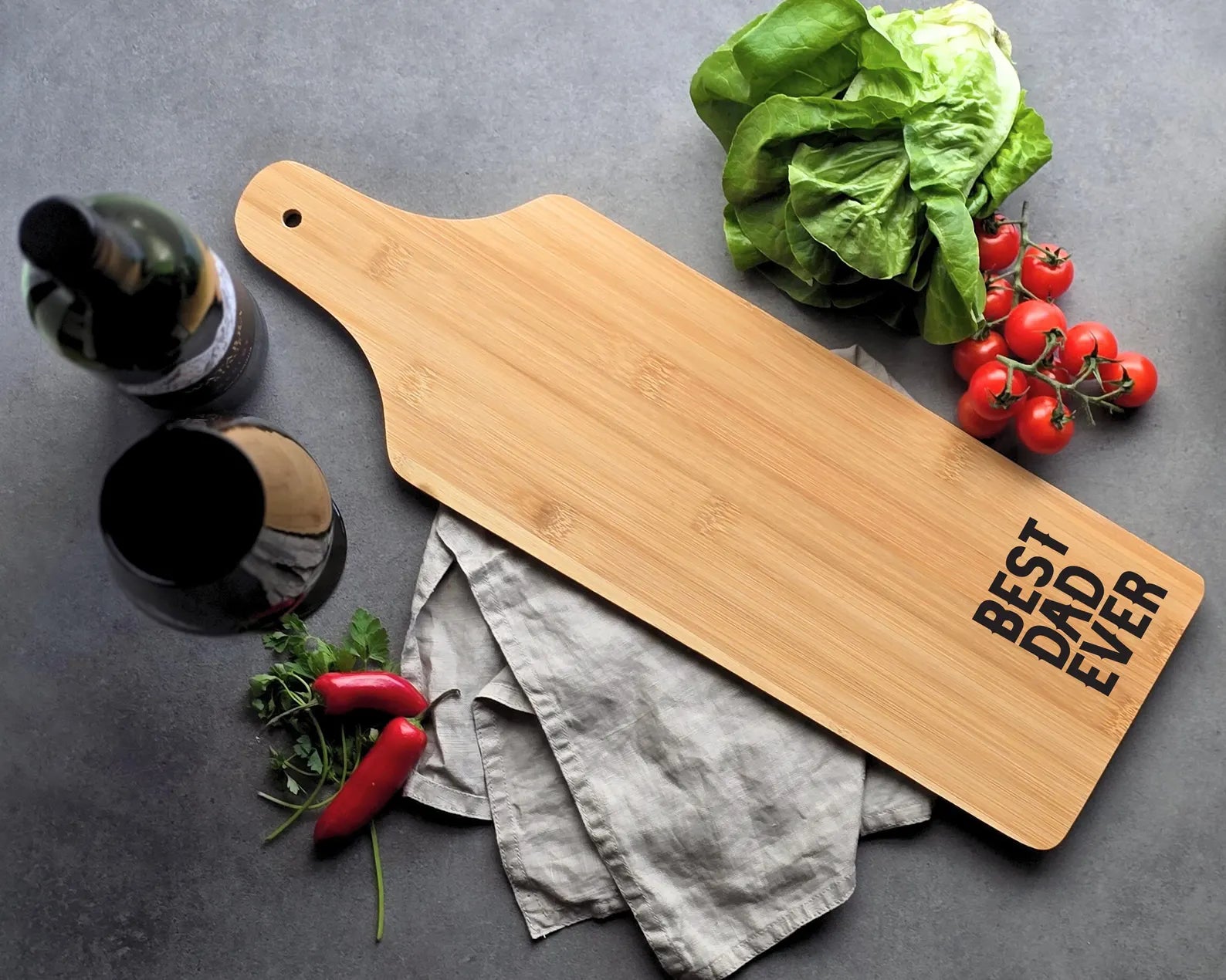 Personalised Bamboo Long Serving Board – Engraved Gift for Him