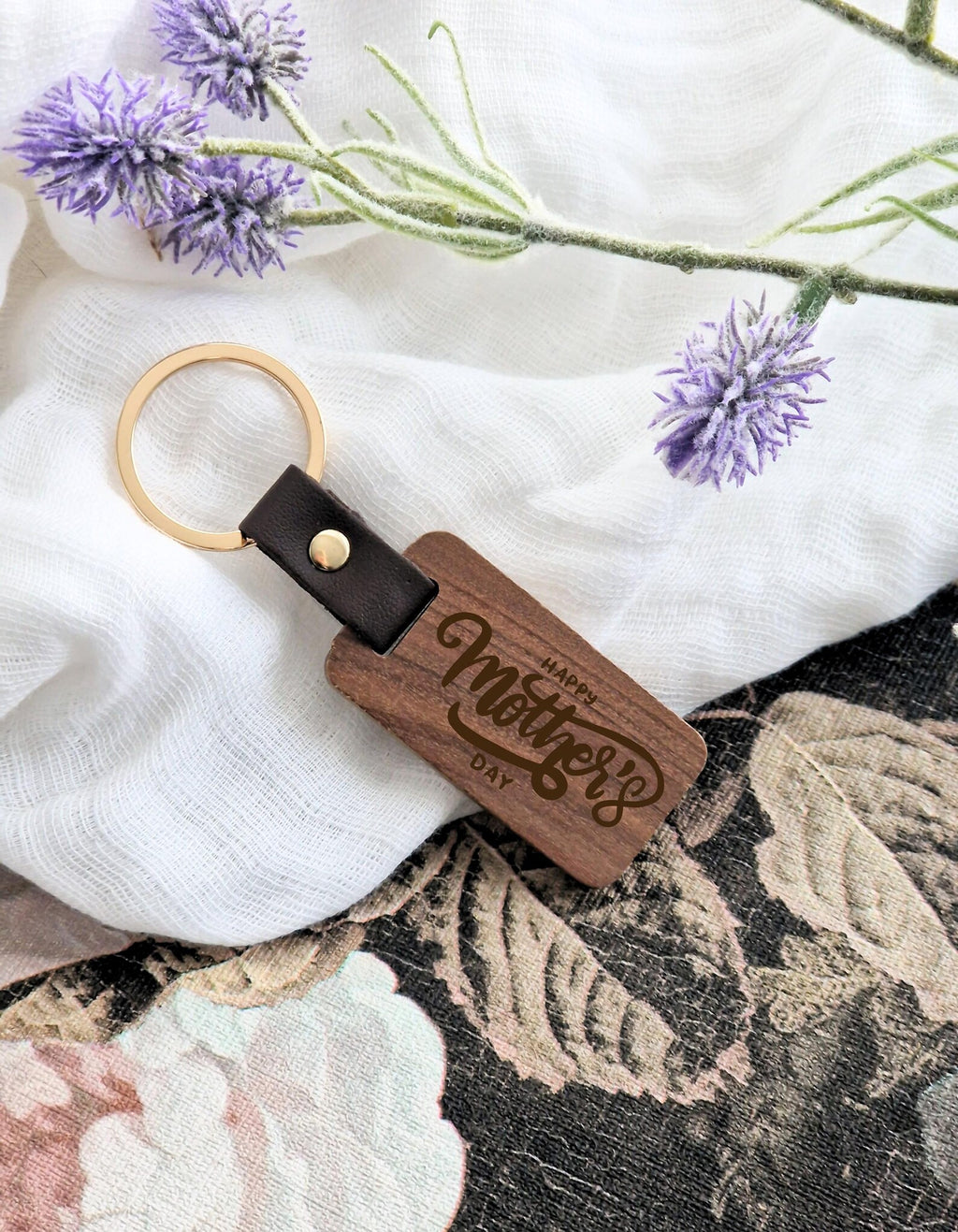 Personalised Engraved Walnut Keyring – Custom Mother’s Day Gift