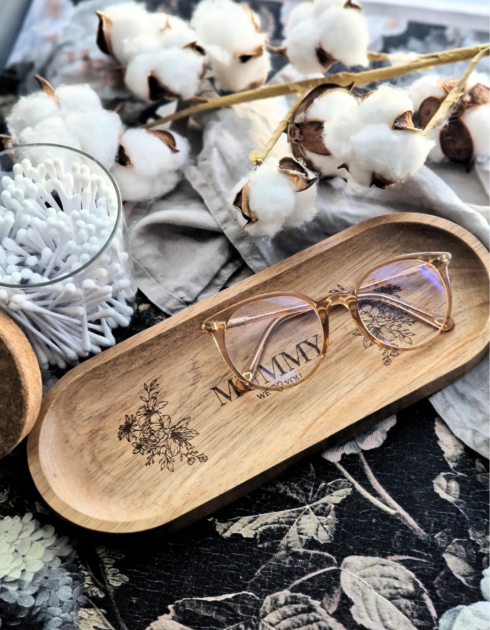 Personalised Natural Wood Trinket Tray – Custom Engraved Mother’s Gift