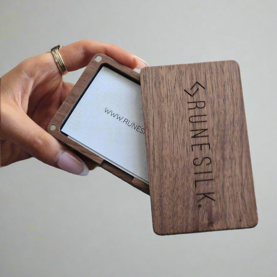 Walnut Wood Magnetic Business Card Holder