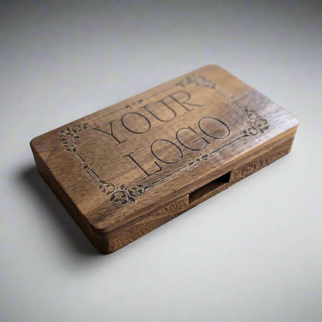 Walnut Wood Magnetic Business Card Holder