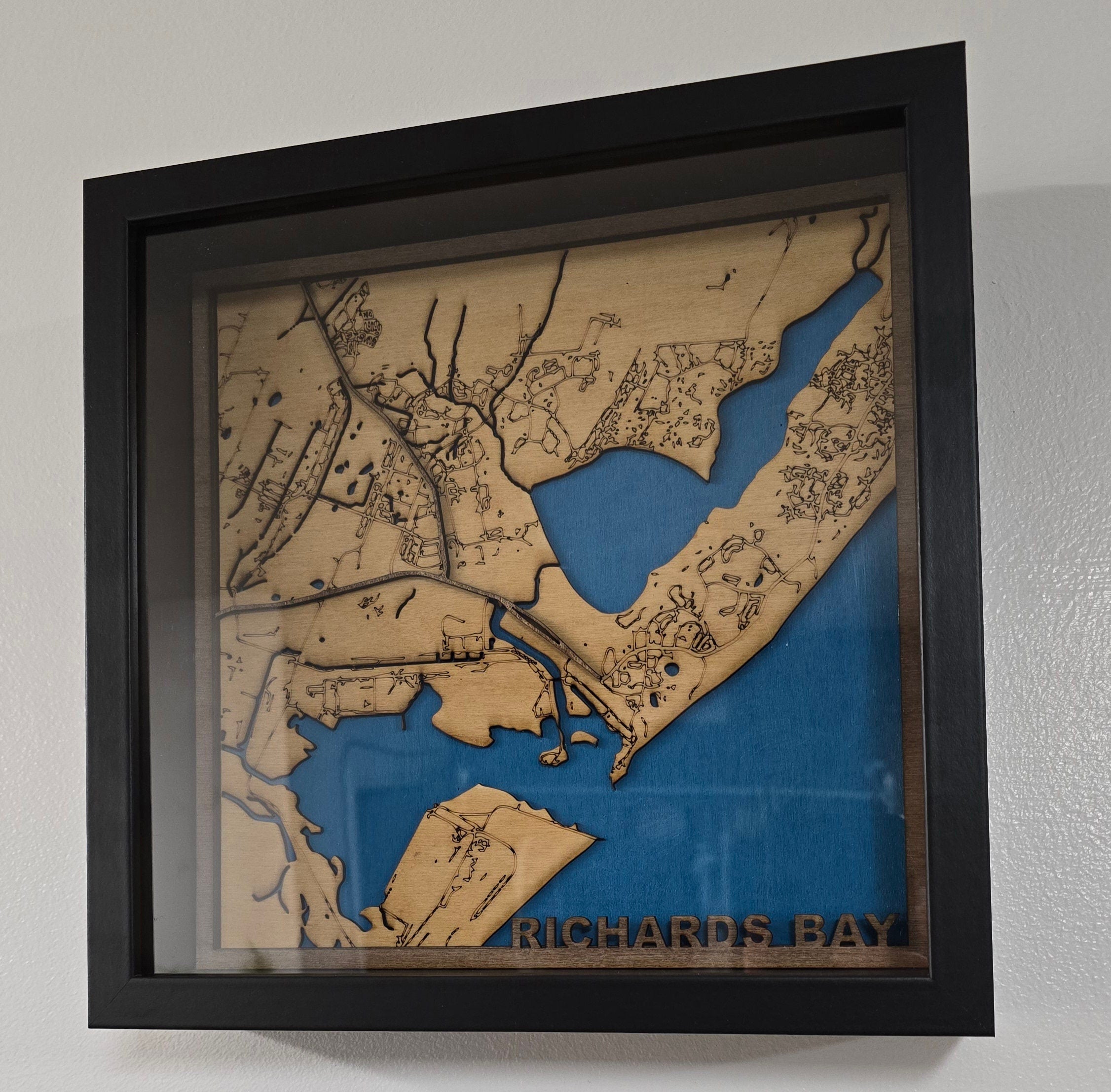 Customised Laser-Cut 3D Wooden Map – Bespoke Place Name, Framed Anniversary Gift