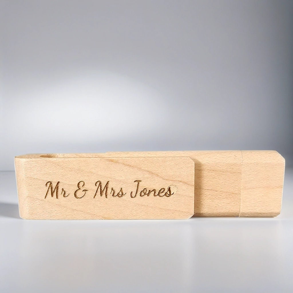 Dual-Plug Custom Wooden USB Drives 16GB for Wedding Photos and More, USB & USB-C Compatible. Custome memory sticks for wedding photography