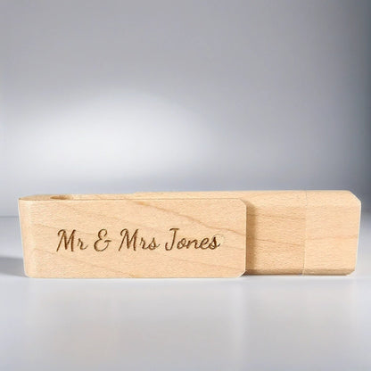 Dual-Plug Custom Wooden USB Drives 16GB for Wedding Photos and More, USB & USB-C Compatible. Custome memory sticks for wedding photography