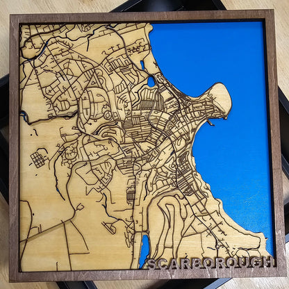 Customised Laser-Cut 3D Map with Bespoke Place Name Framed - 5th wedding anniversary gift ideas. Wedding gift. Wooden map. Laser cut map.