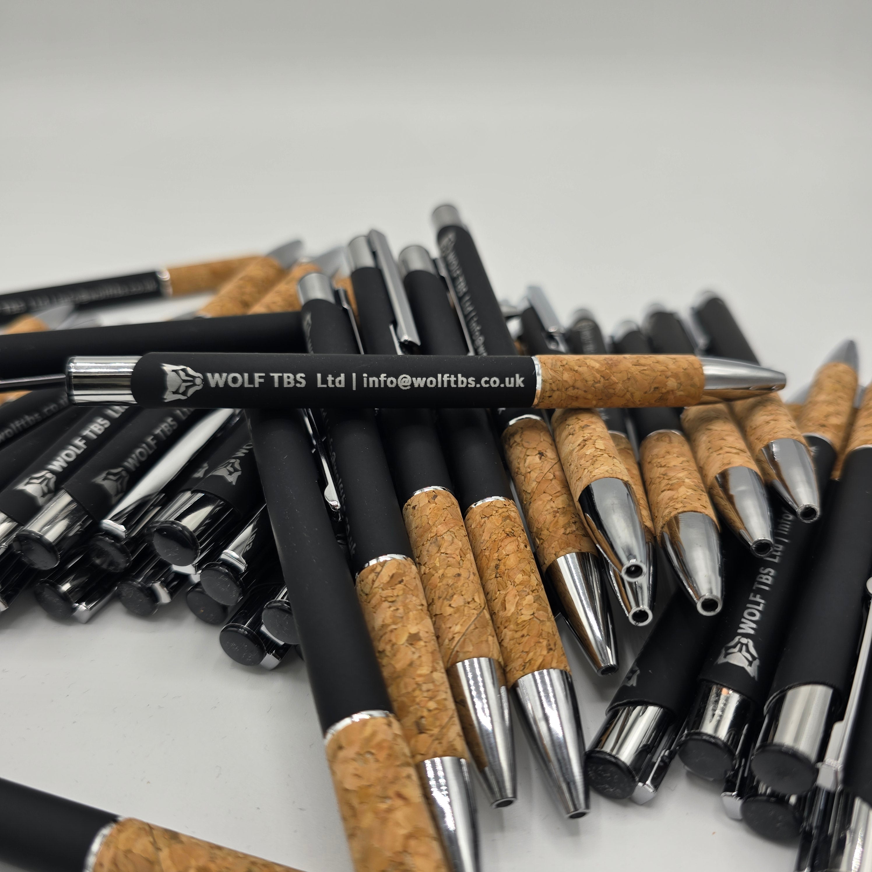 Personalised Aluminium Pen with Cork Grip – Custom Engraved Blue Ink Pen